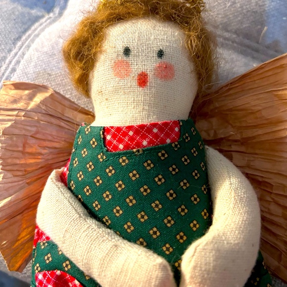 Rustic Handmade Christmas Angels Ornaments Decor Fabric Country Farmhouse - Picture 8 of 10